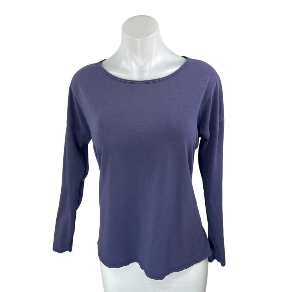 Lululemon Back Into It Purple Blue Knit Long Sleeve Cross Back Shirt Top Size M